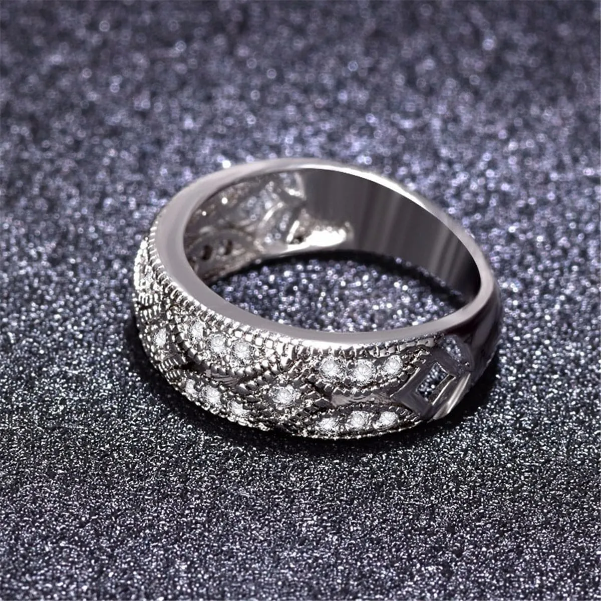 Cubic Zirconia & Silver-Plated Ring
