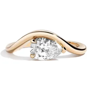 Curve Band Pear-Cut Lab Diamond Engagement Ring