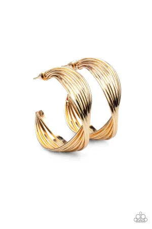 Curves in All the Right Places Gold Paparazzi Earrings