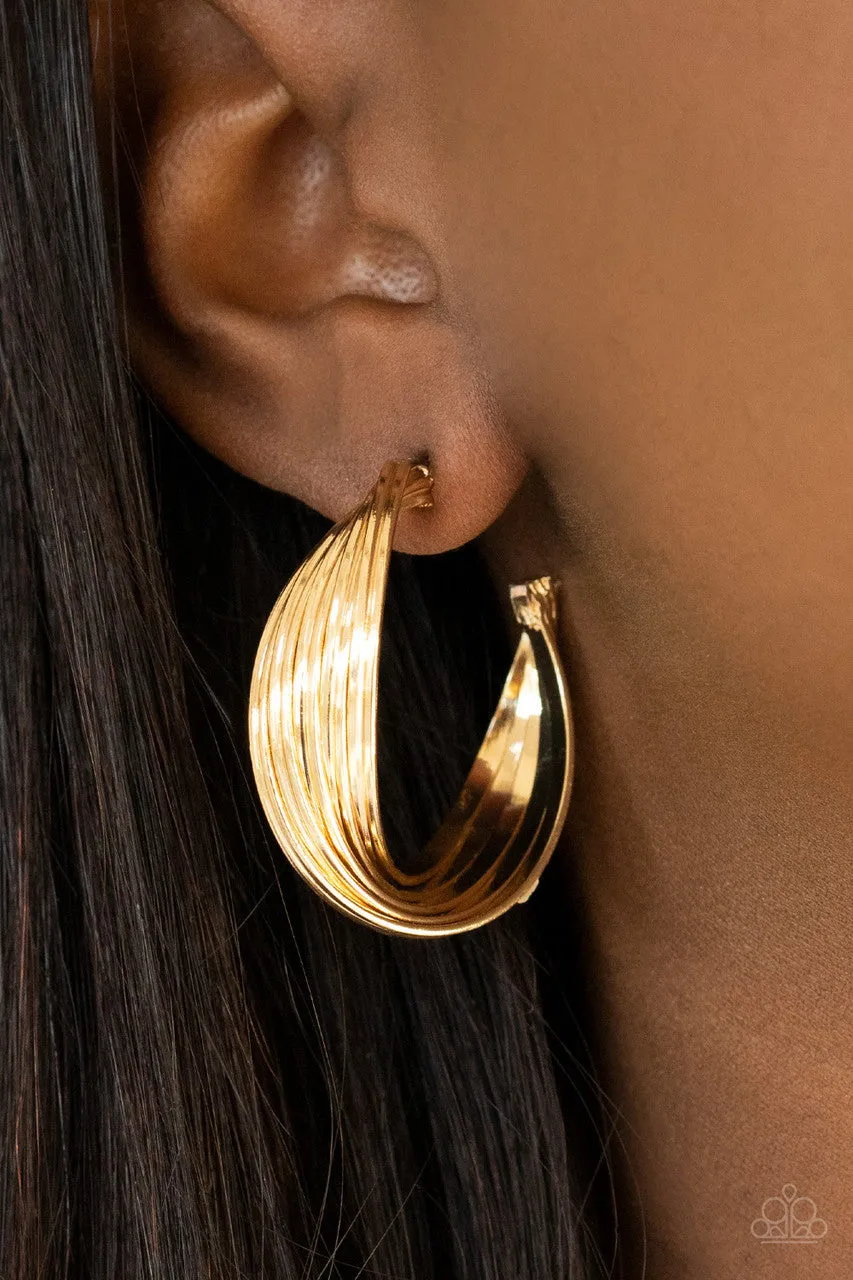 Curves in All the Right Places Gold Paparazzi Earrings