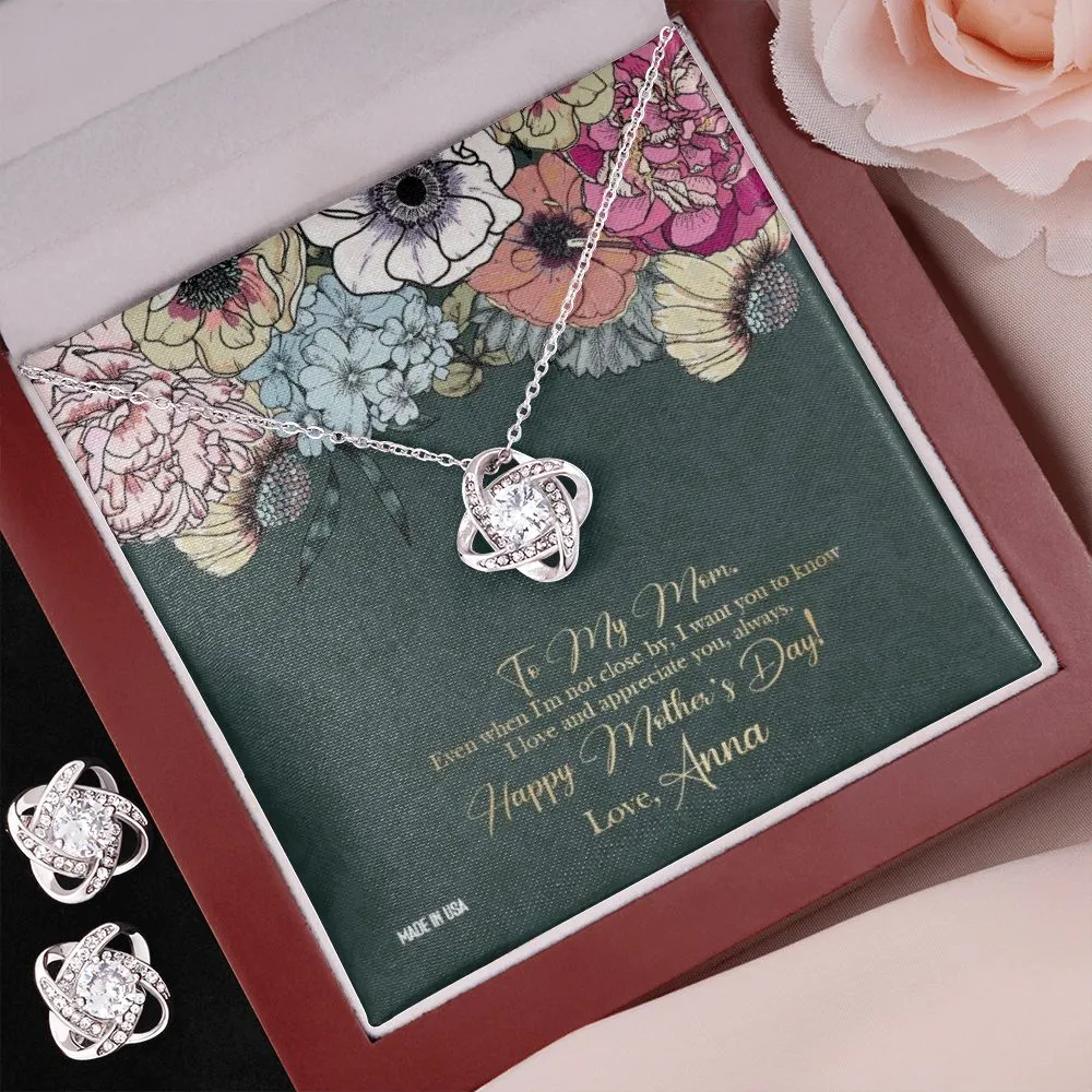 Custom Happy Mothers Day 03 14k White Gold Interlocking Heart Pendant Necklace Jewelry Gifts For Mom Wife Grandma Auntie