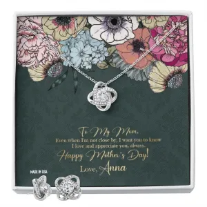 Custom Happy Mothers Day 03 14k White Gold Interlocking Heart Pendant Necklace Jewelry Gifts For Mom Wife Grandma Auntie