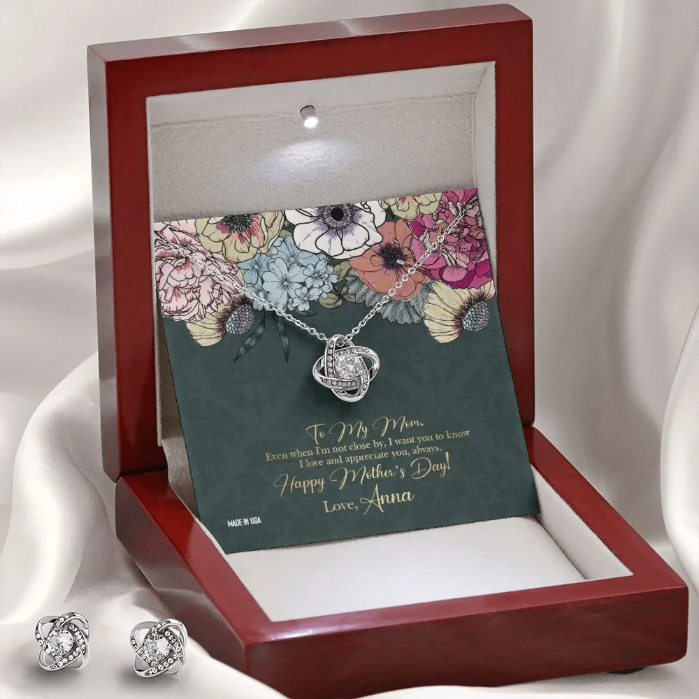 Custom Happy Mothers Day 03 14k White Gold Interlocking Heart Pendant Necklace Jewelry Gifts For Mom Wife Grandma Auntie