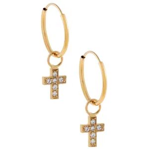 CZ Cross Endless Hoop Earring 14K
