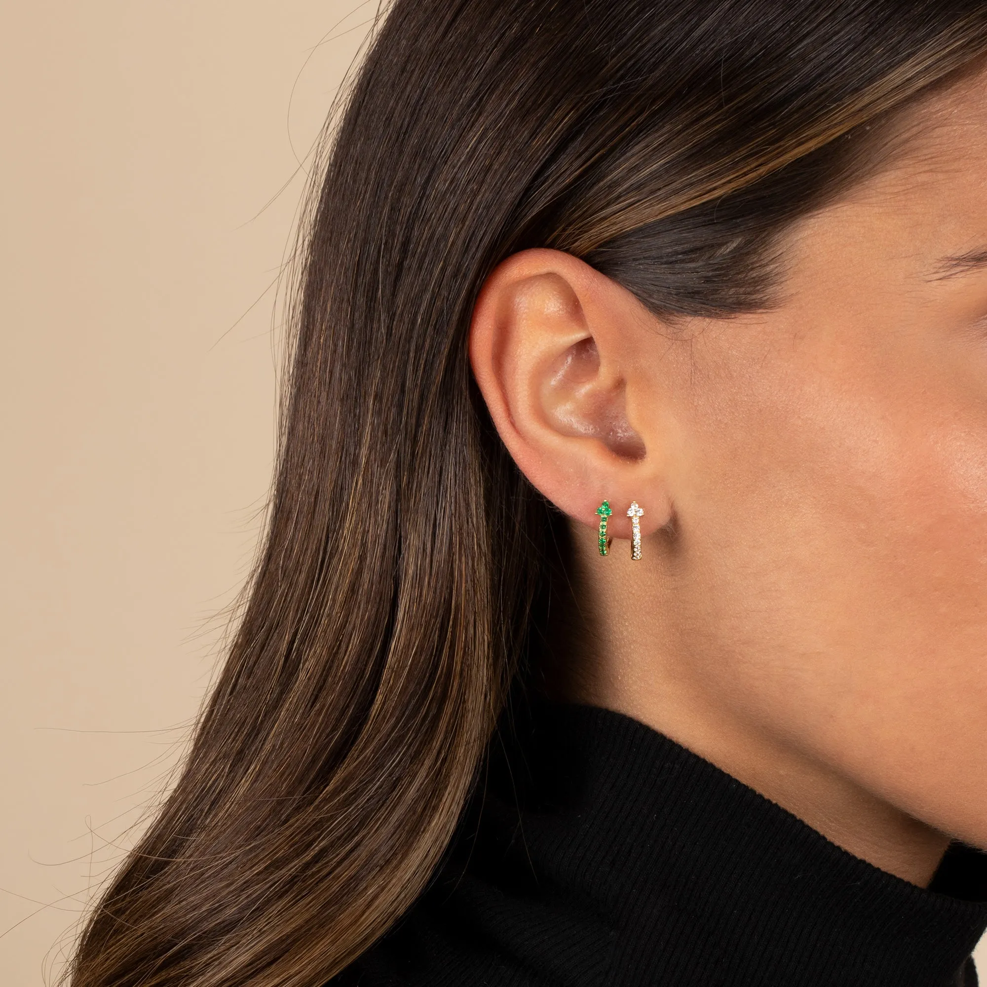 CZ Trio Cluster Huggie Earring
