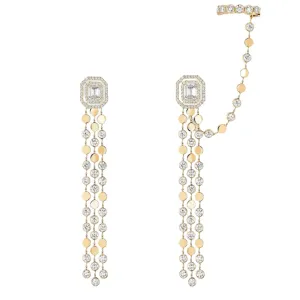 D-Vibes 18K Yellow Gold Multi-Row Diamond Earrings