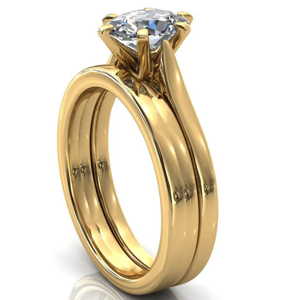 Darci Oval Center Stone 6 Prong Cathedral Solitaire Engagement Ring