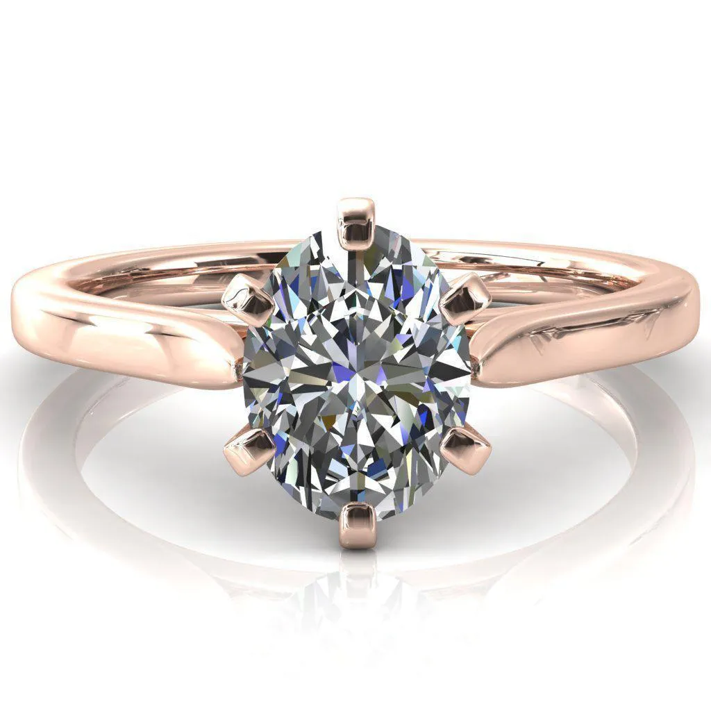 Darci Oval Center Stone 6 Prong Cathedral Solitaire Engagement Ring