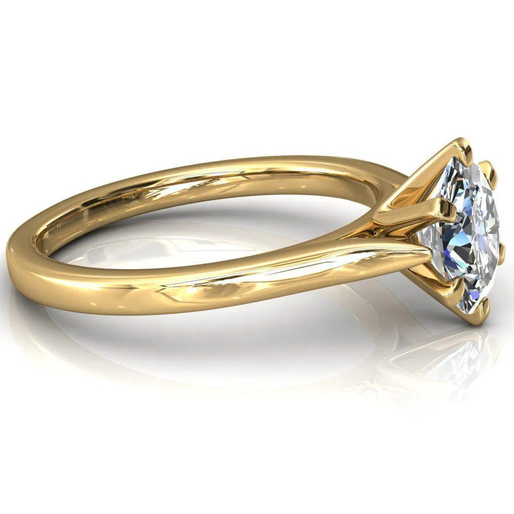 Darci Oval Center Stone 6 Prong Cathedral Solitaire Engagement Ring