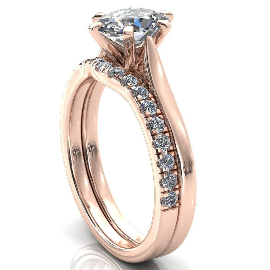 Darci Oval Center Stone 6 Prong Cathedral Solitaire Engagement Ring