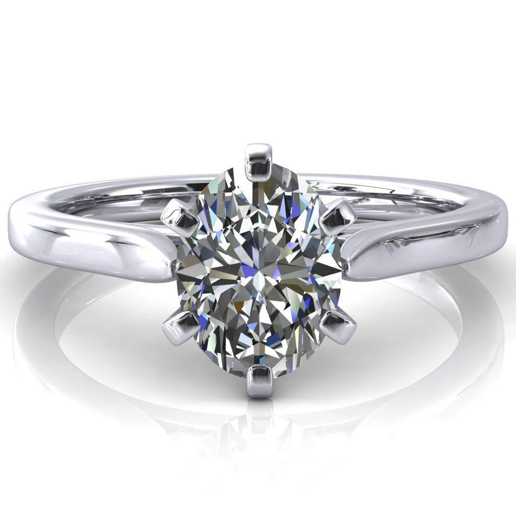 Darci Oval Center Stone 6 Prong Cathedral Solitaire Engagement Ring
