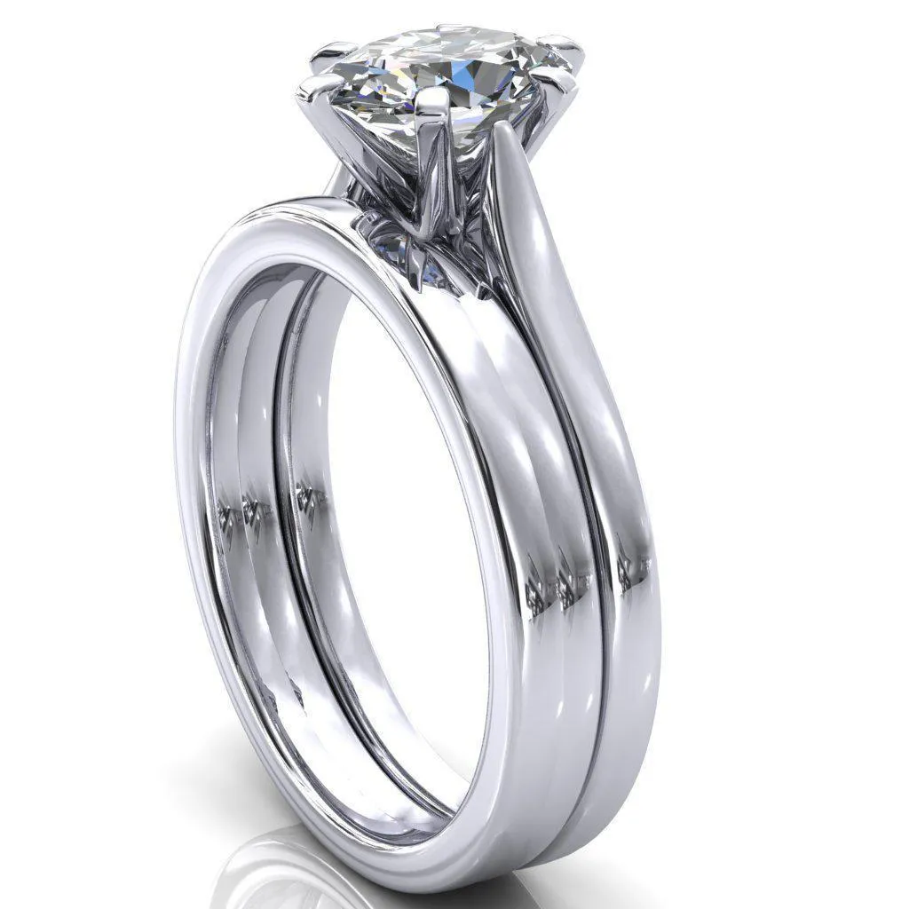 Darci Oval Center Stone 6 Prong Cathedral Solitaire Engagement Ring