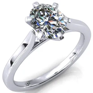 Darci Oval Center Stone 6 Prong Cathedral Solitaire Engagement Ring