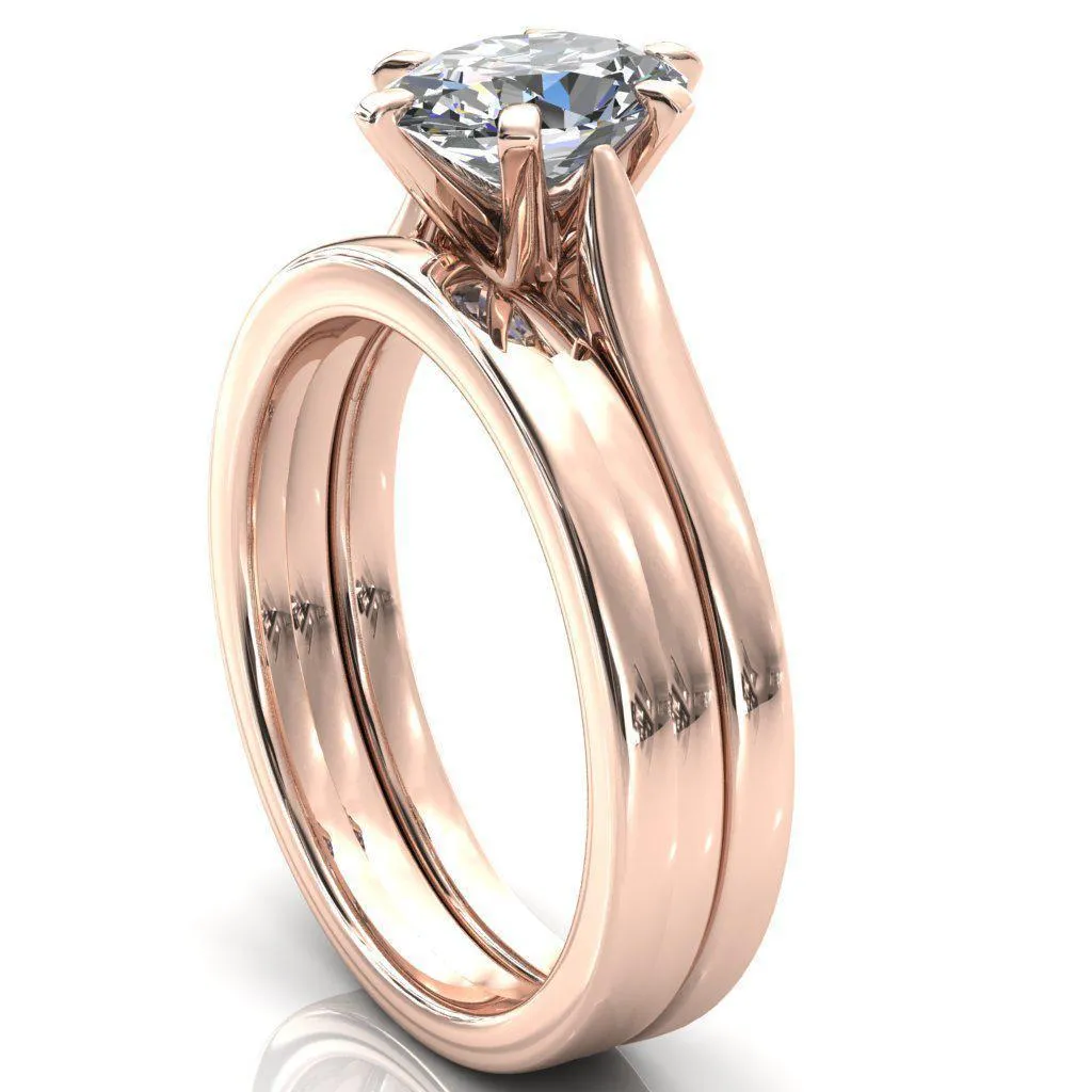 Darci Oval Center Stone 6 Prong Cathedral Solitaire Engagement Ring