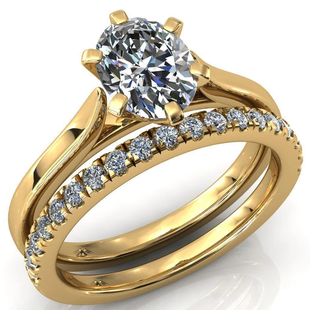 Darci Oval Center Stone 6 Prong Cathedral Solitaire Engagement Ring