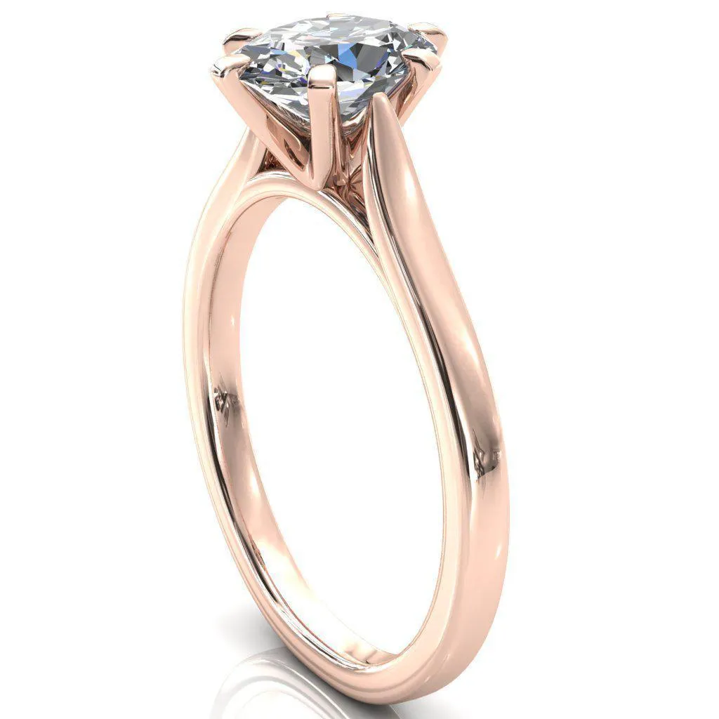 Darci Oval Center Stone 6 Prong Cathedral Solitaire Engagement Ring