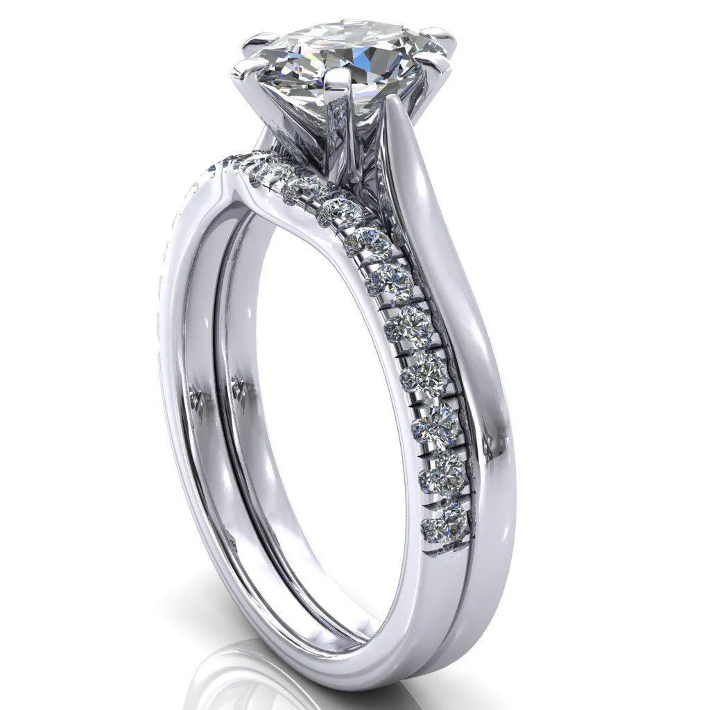 Darci Oval Center Stone 6 Prong Cathedral Solitaire Engagement Ring