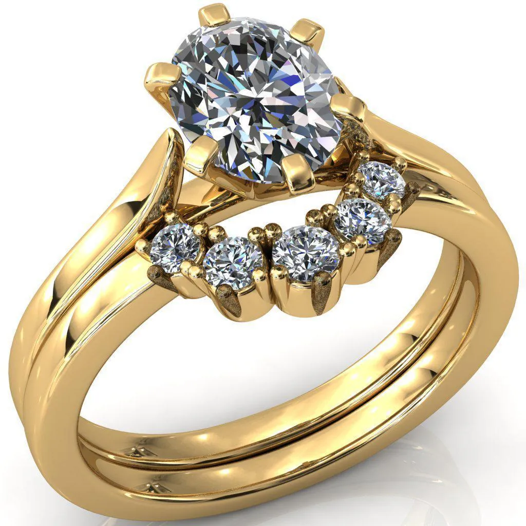 Darci Oval Center Stone 6 Prong Cathedral Solitaire Engagement Ring