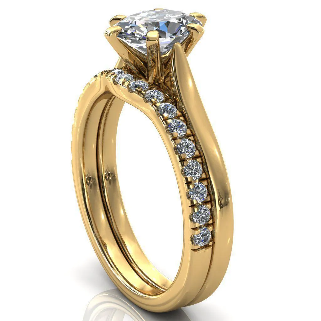 Darci Oval Center Stone 6 Prong Cathedral Solitaire Engagement Ring