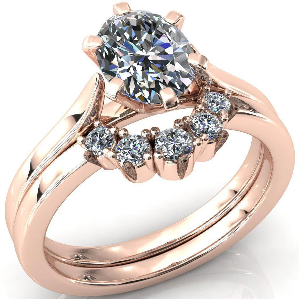 Darci Oval Center Stone 6 Prong Cathedral Solitaire Engagement Ring