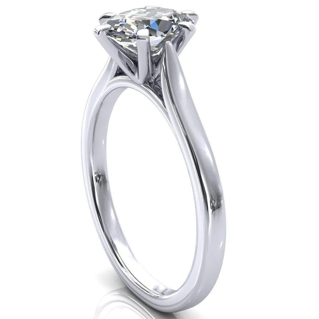 Darci Oval Center Stone 6 Prong Cathedral Solitaire Engagement Ring