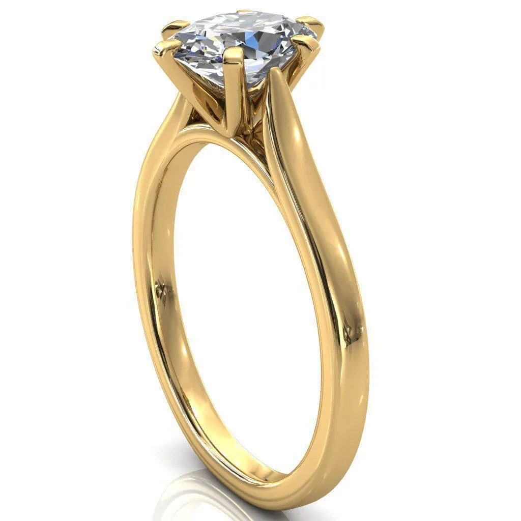 Darci Oval Center Stone 6 Prong Cathedral Solitaire Engagement Ring