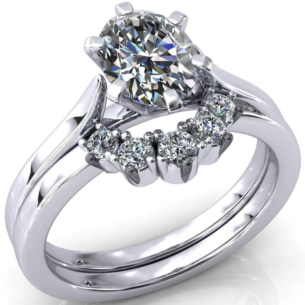 Darci Oval Center Stone 6 Prong Cathedral Solitaire Engagement Ring