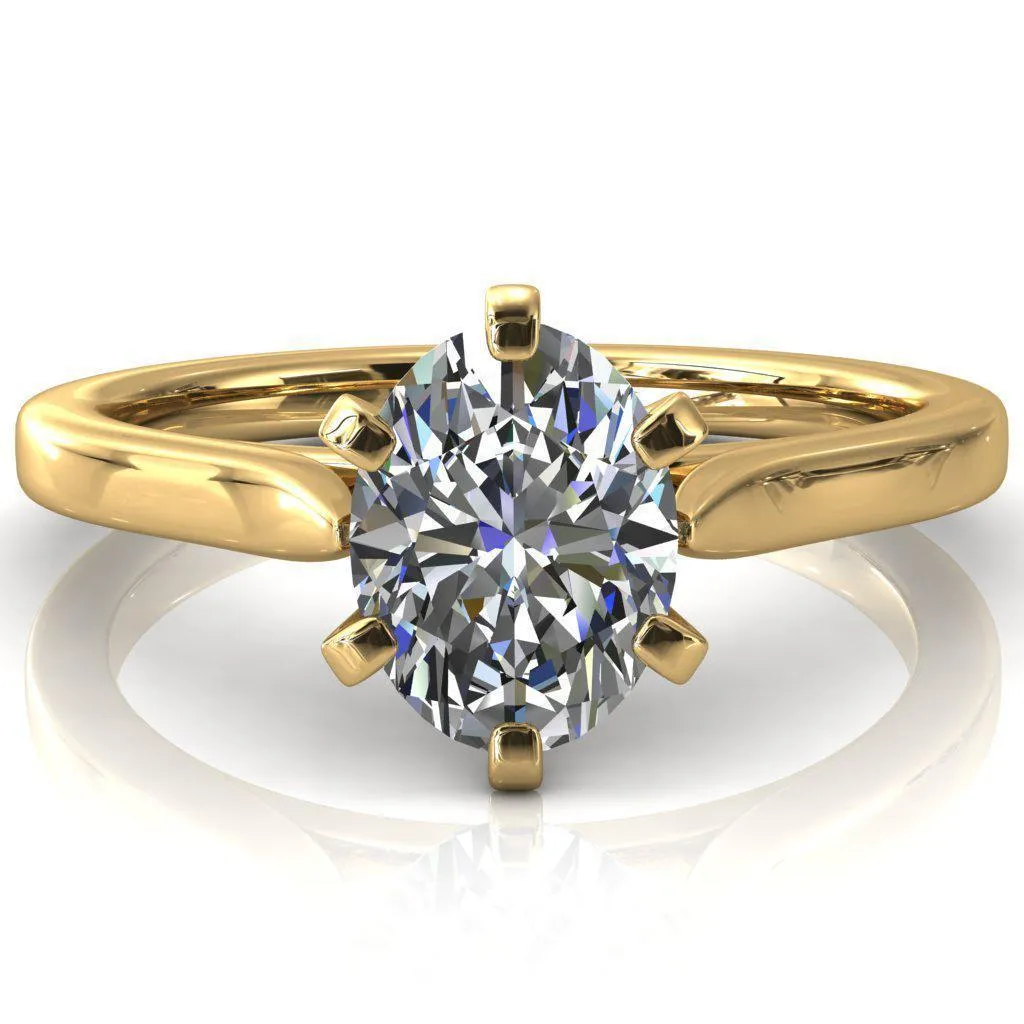 Darci Oval Center Stone 6 Prong Cathedral Solitaire Engagement Ring