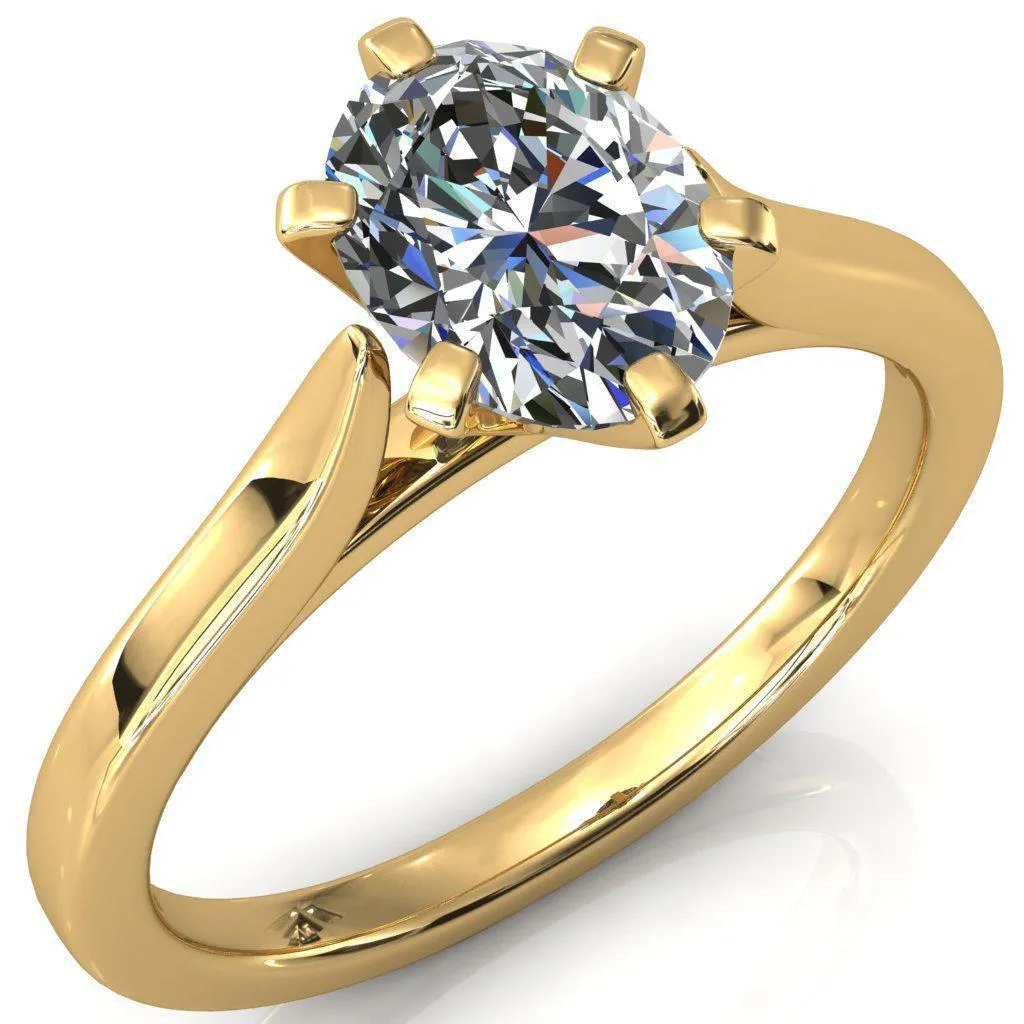 Darci Oval Center Stone 6 Prong Cathedral Solitaire Engagement Ring