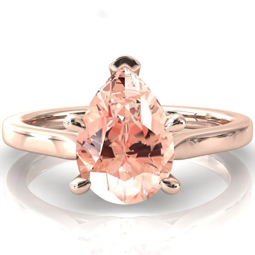 Darci Pear Champagne Sapphire 5 Prong Cathedral Solitaire Engagement Ring