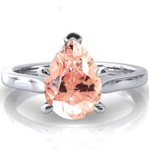 Darci Pear Champagne Sapphire 5 Prong Cathedral Solitaire Engagement Ring