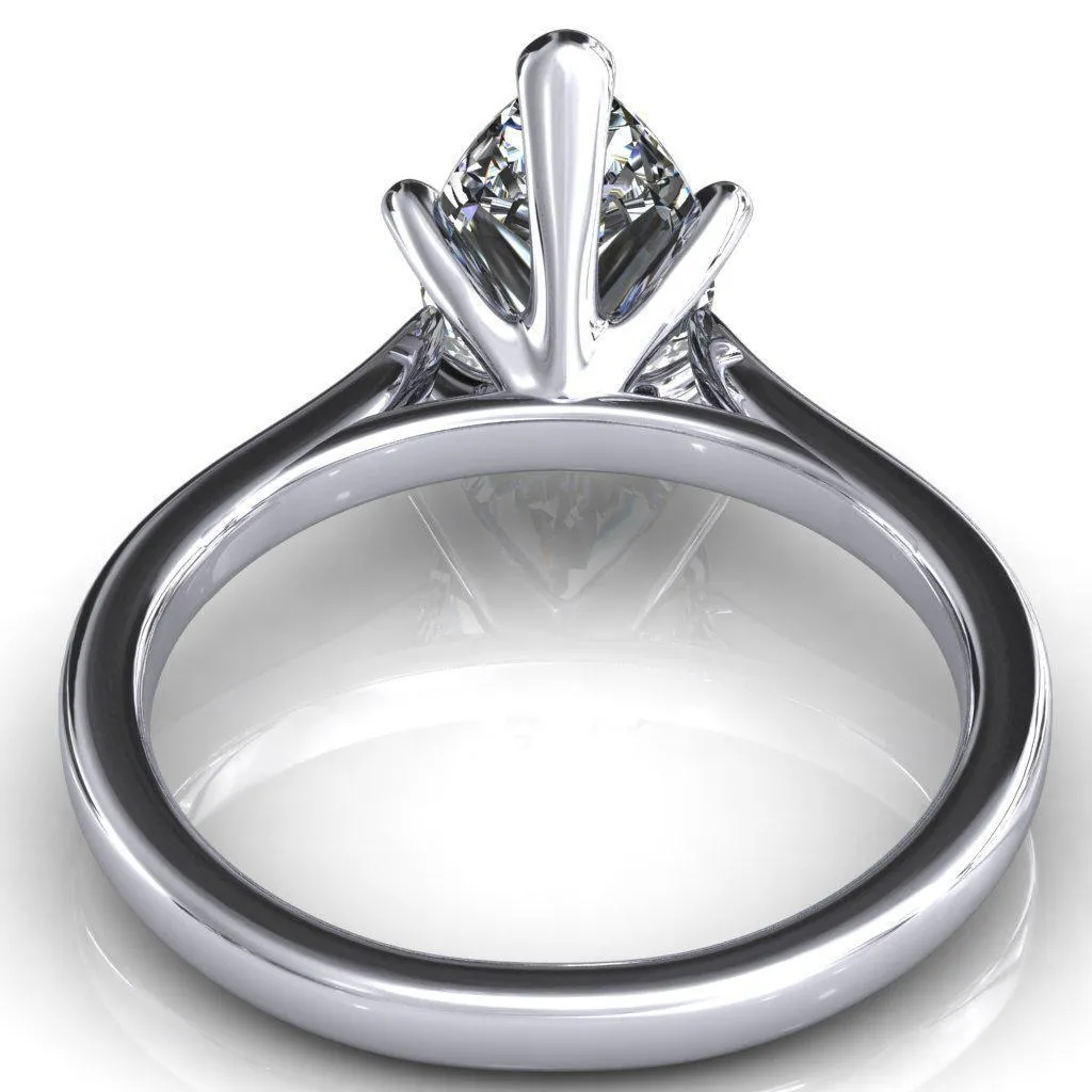 Darci Pear Moissanite 5 Prong Cathedral Solitaire Engagement Ring