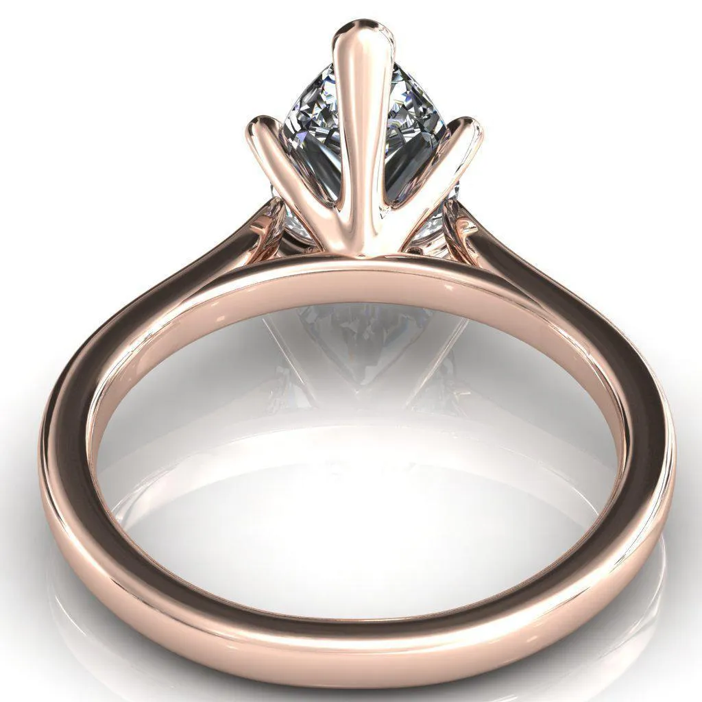 Darci Pear Moissanite 5 Prong Cathedral Solitaire Engagement Ring