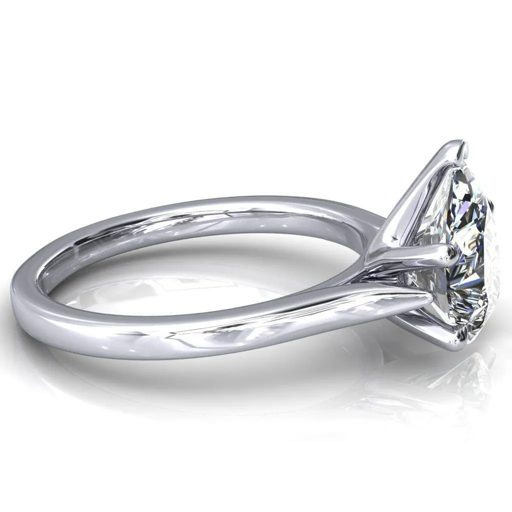 Darci Pear Moissanite 5 Prong Cathedral Solitaire Engagement Ring
