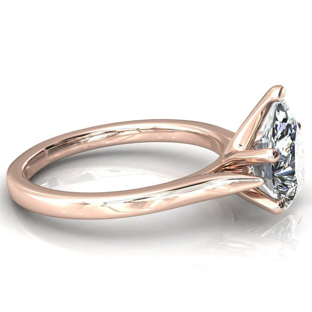 Darci Pear Moissanite 5 Prong Cathedral Solitaire Engagement Ring