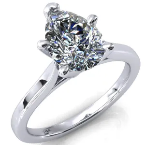 Darci Pear Moissanite 5 Prong Cathedral Solitaire Engagement Ring