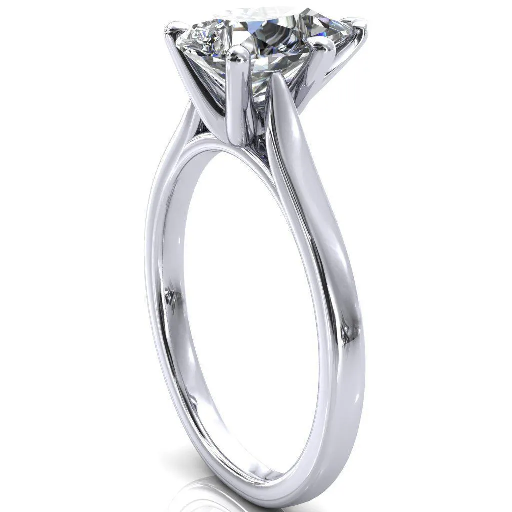 Darci Pear Moissanite 5 Prong Cathedral Solitaire Engagement Ring