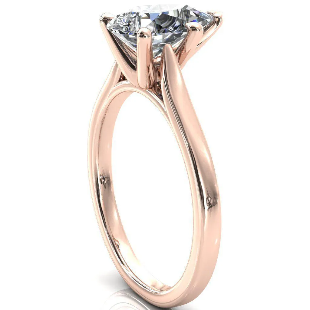 Darci Pear Moissanite 5 Prong Cathedral Solitaire Engagement Ring