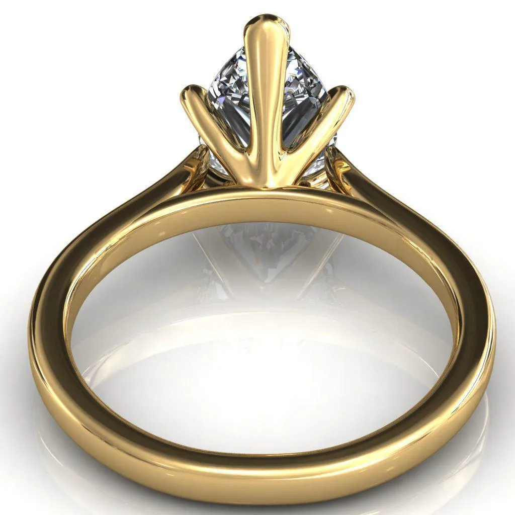 Darci Pear Moissanite 5 Prong Cathedral Solitaire Engagement Ring