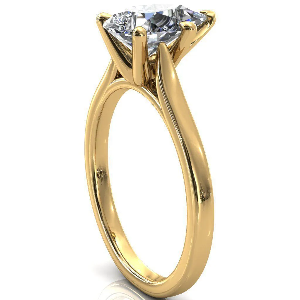 Darci Pear Moissanite 5 Prong Cathedral Solitaire Engagement Ring