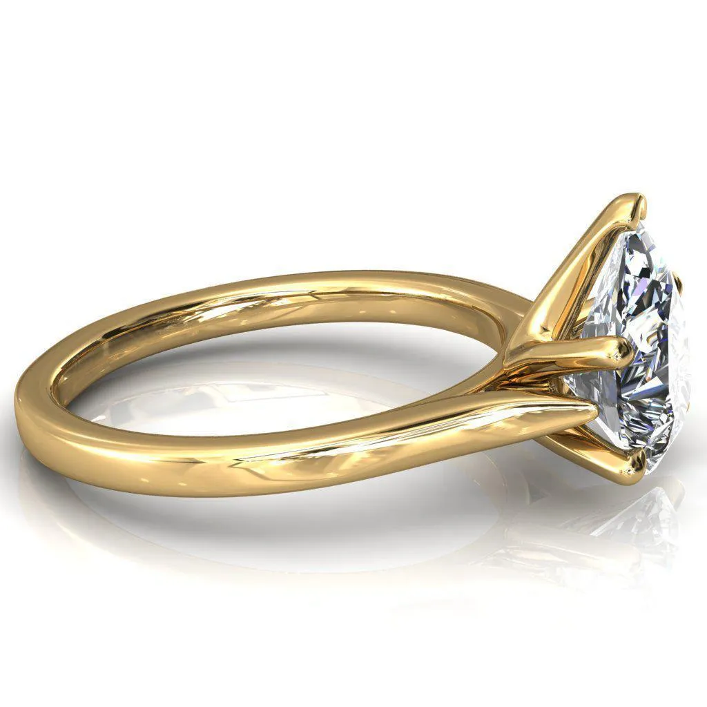 Darci Pear Moissanite 5 Prong Cathedral Solitaire Engagement Ring