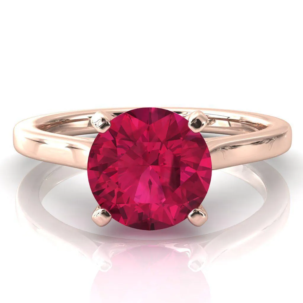 Darci Round Ruby 4 Prong Cathedral Solitaire Engagement Ring