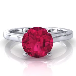 Darci Round Ruby 4 Prong Cathedral Solitaire Engagement Ring