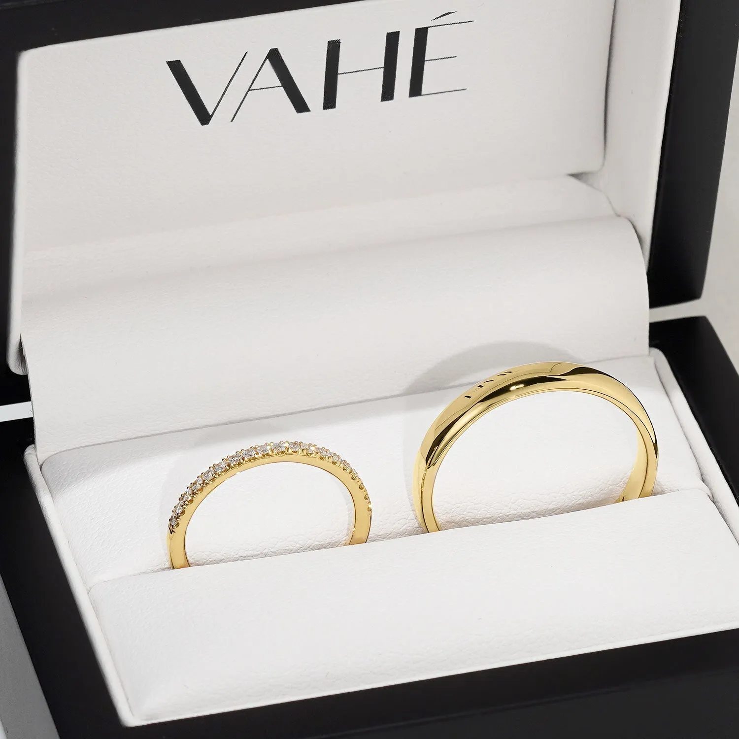 DESTINY | Delicate "V" Split Diamond Ring in Yellow Gold (0.19ct tw.)