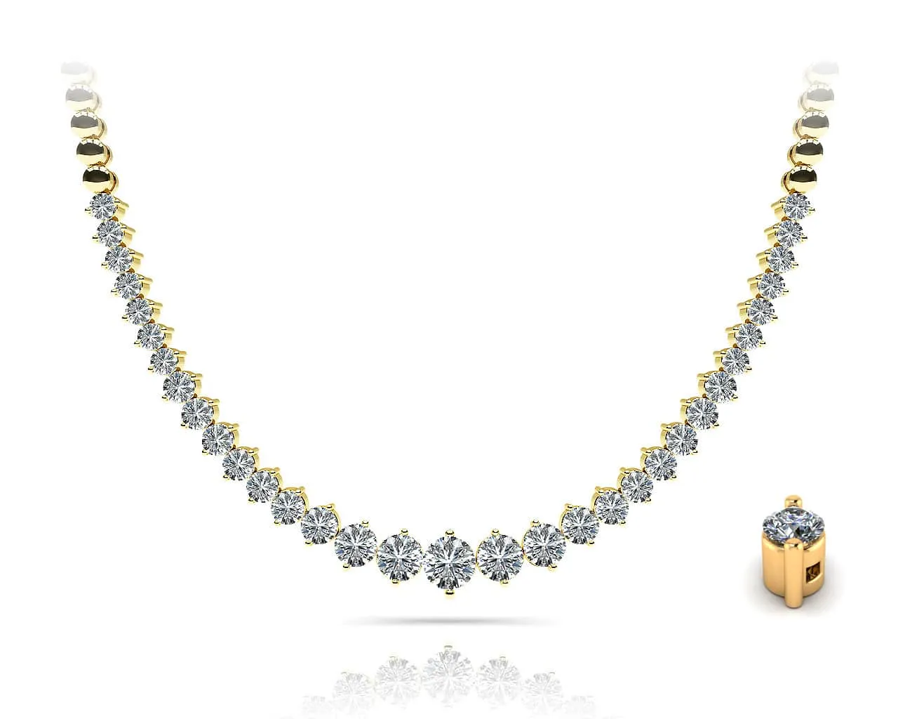 Diamond Crescendo Necklace With Shiny Diamond Links  with 5.04 ct.(finished)