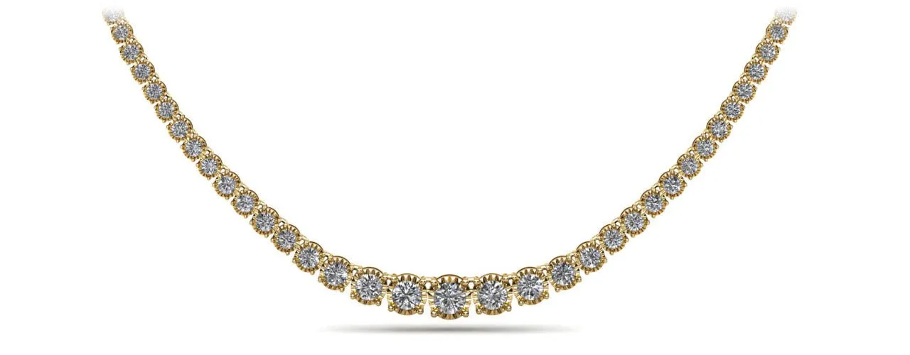 Diamond Crown Tennis Diamond Necklace with 14.08 ct.(finished)