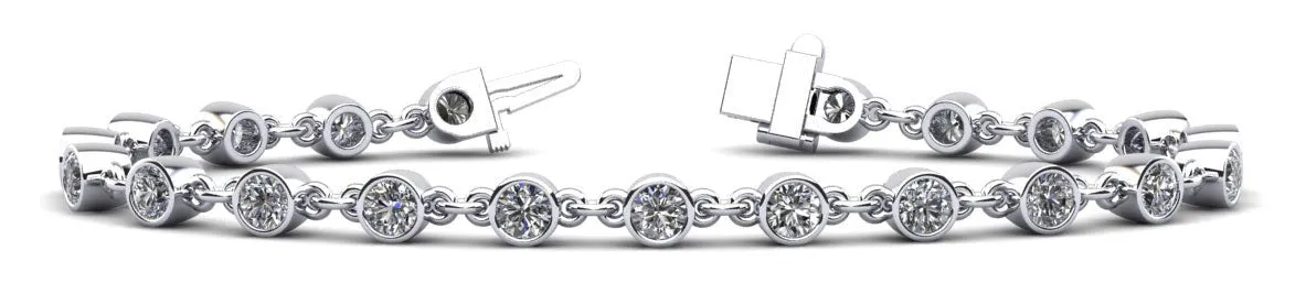 Diamond Drops Chain Link Bezel Diamond Bracelet with 2.52 ct.(finished) 3mm