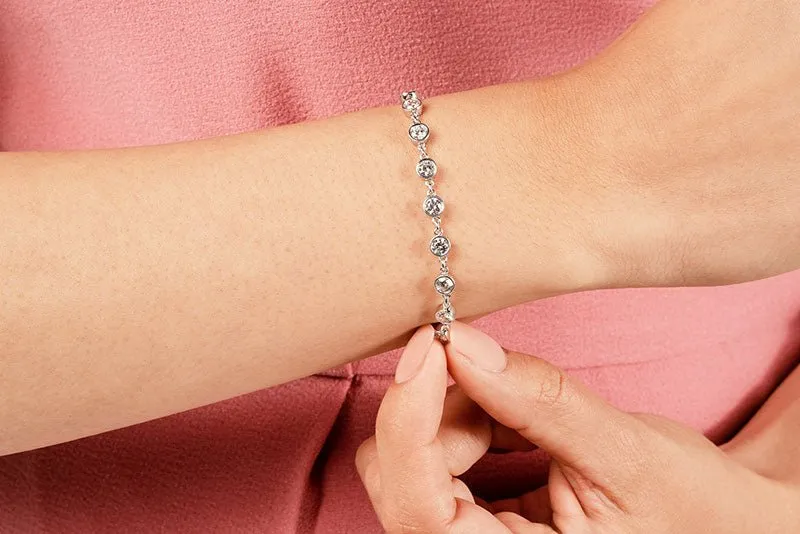 Diamond Drops Chain Link Bezel Diamond Bracelet with 2.52 ct.(finished) 3mm