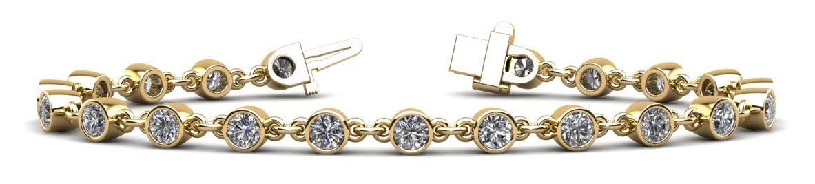 Diamond Drops Chain Link Bezel Diamond Bracelet with 2.52 ct.(finished) 3mm