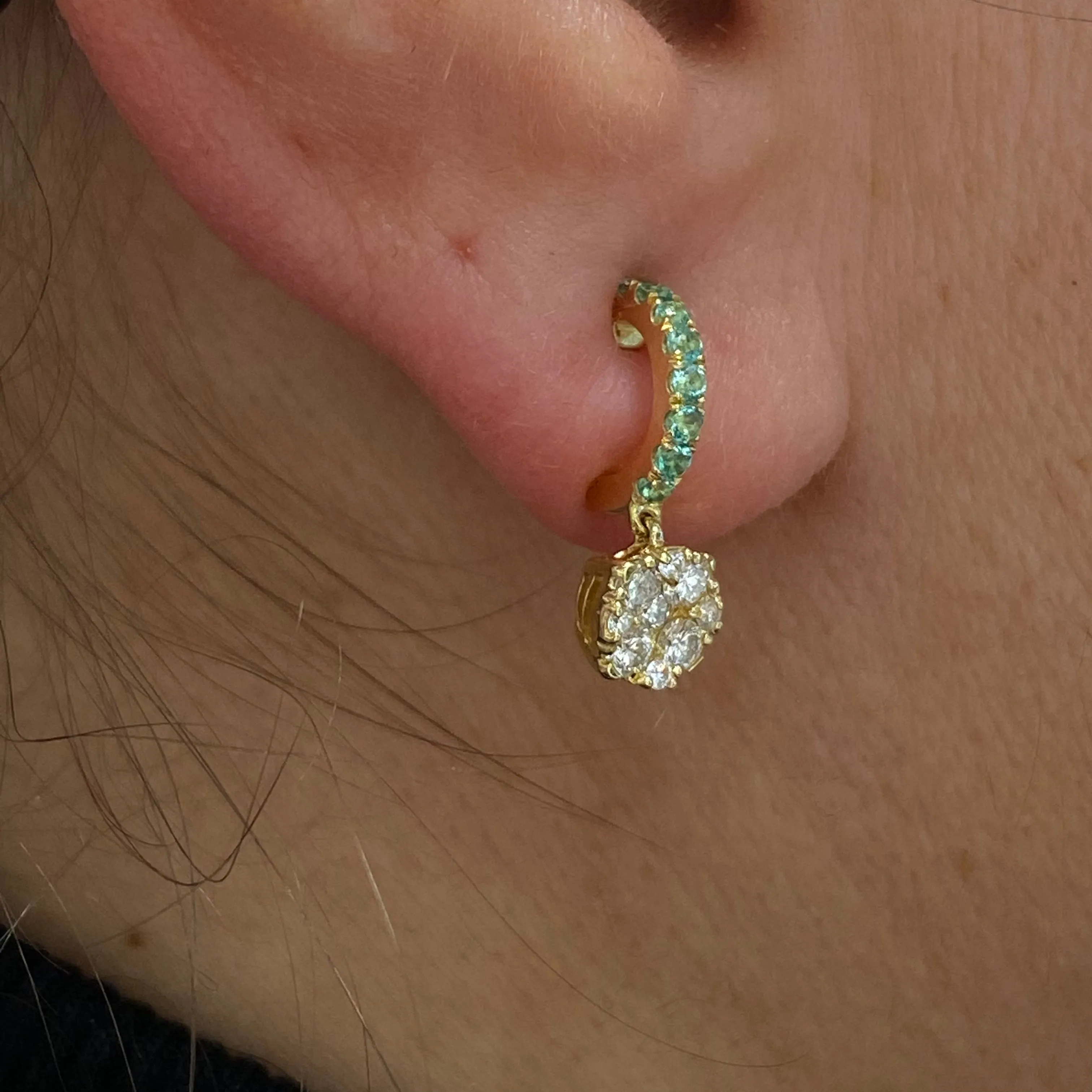 Diamond Earrings For Her with Emerald in White Gold